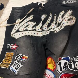 Valley Black Embellished Men's Jean Shorts